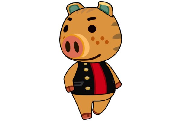 A Friendly Cartoon Character: A Brown and Red Stuffed Animal with a Big Nose and Spots