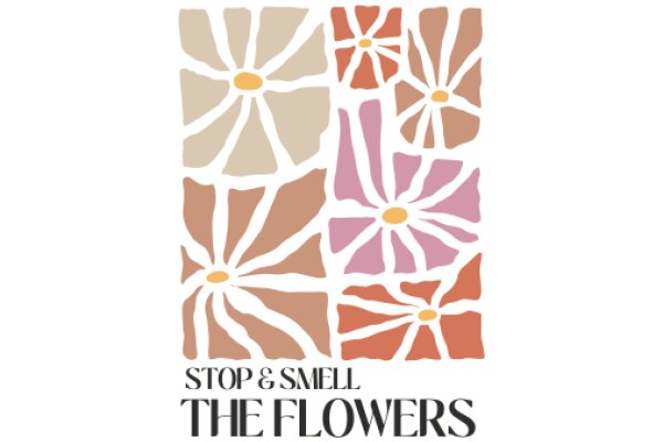 Aesthetic Floral Pattern with Text: 'Stop & Smell the Flowers'