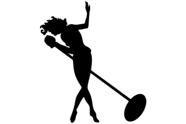 Silhouette of a Female Figure with a Hammer and a Ball, Embodying Strength and Power