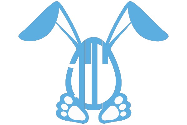 Blue and White Silhouette of a Rabbit