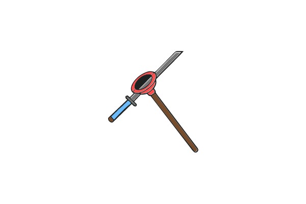 Illustrated Sword with Blue Handle and Brown Blade