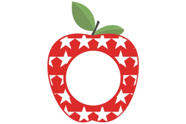 Vibrant Apple with a Starry Band, Illustrated in a Stylish Red and White Design