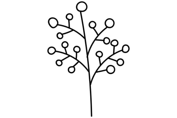 Simplistic Line Drawing of a Tree with Circles for Leaves