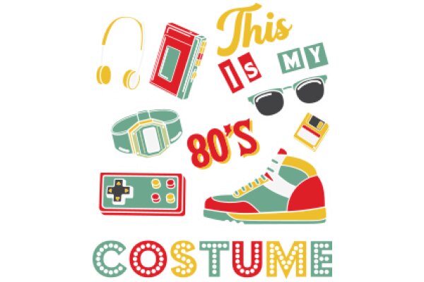 Celebrating the 80s: A Collection of Iconic 80s Items and the Word 'Costume' in a Stylish Illustration