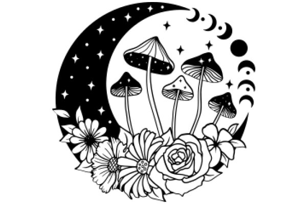 Moonlit Garden: A Whimsical Illustration