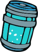 A Whimsical Illustration of a Blue Can with White Dots