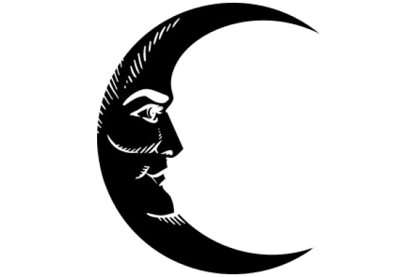 Silhouette of a Face with a Crescent Moon