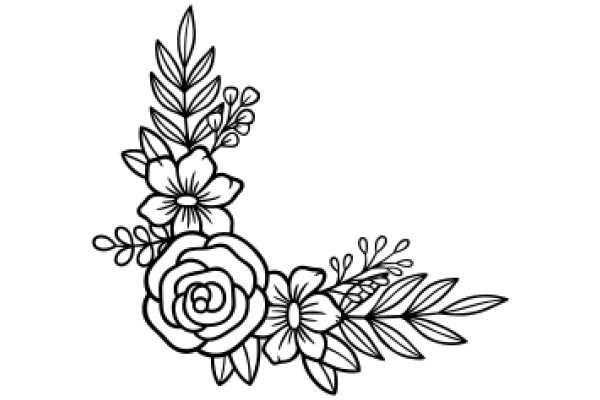Elegant Floral Design: A Line Art