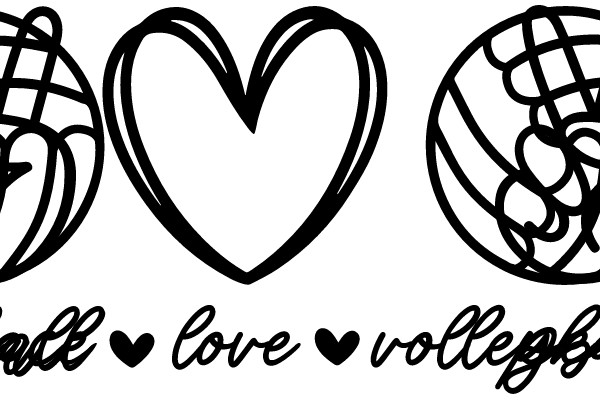 A Graphic Design of a Peace Sign, a Heart, and a Volleyball, with the Text 'Peace, Love, Volleyball' Below Them