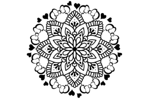 Intricate Floral Pattern with Hearts and Bows
