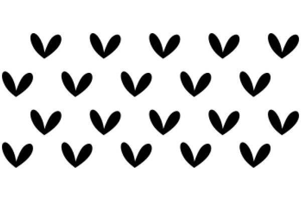 A Pattern of Black Heart Shapes on a White Background