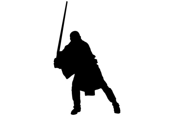 Silhouette of a Person with a Stick