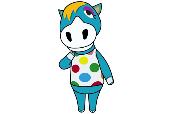 Vibrant and Friendly: A Cartoon Character with a Colorful Outfit and a Smile