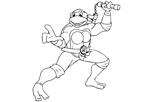 Action Pose of a Turtle Character