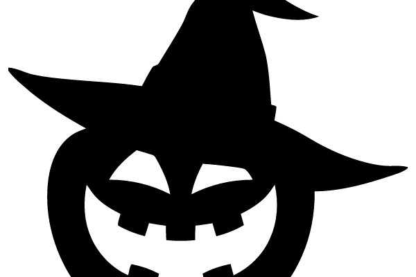 Halloween Jack-o'-lantern with Witch Hat Silhouette