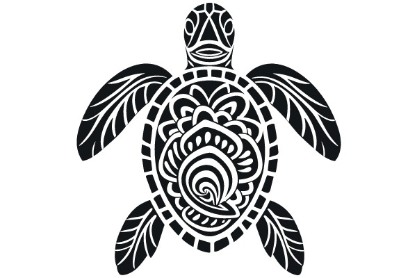Stylized Sea Turtle in Intricate Pattern