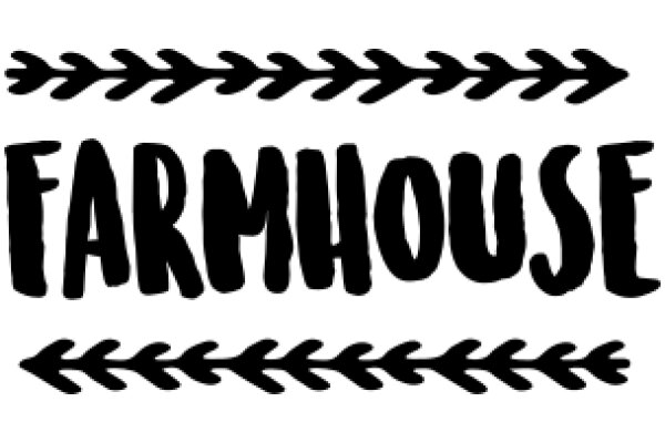 A Graphic of the Words 'Farmhouse' and 'Farmhouse' with a Border of Leaves