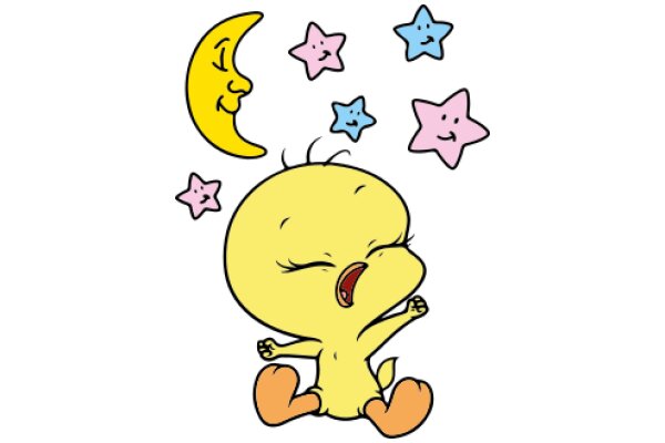A Whimsical Night: A Cartoon Character's Dreamy Adventure Under the Moon