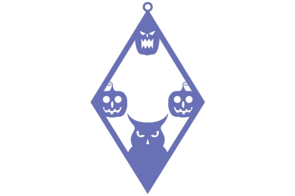 A Playful Halloween-Themed Logo with a Purple Diamond Shape and a Scary Owl Silhouette