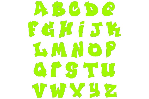 Bright Green Alphabets on White Background