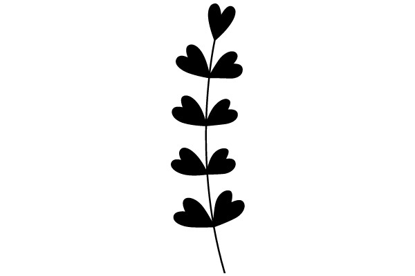 Simplistic Art: A Heart-Shaped Plant Silhouette