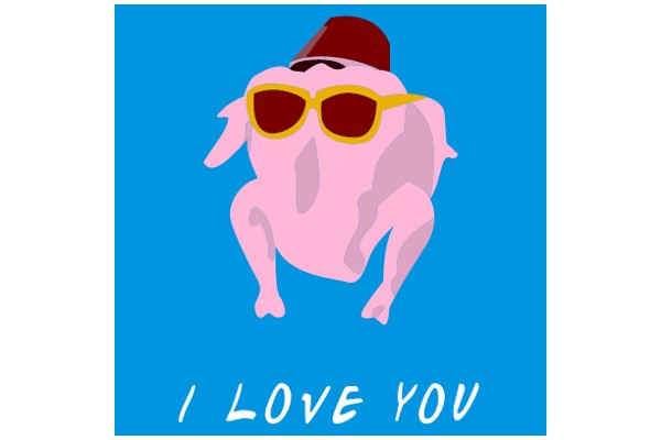 A Pink Piggy with Sunglasses and a Hat, Expressing Love