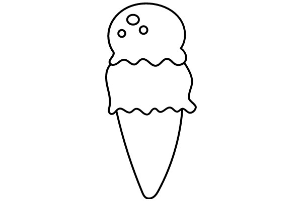 Simplistic Line Drawing of an Ice Cream Cone with Toppings