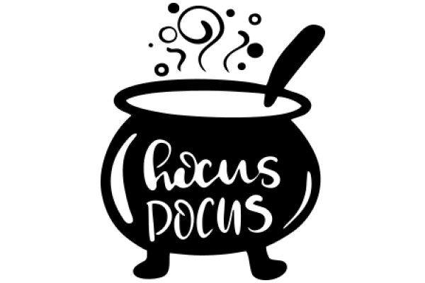 Whimsical Illustration of a Cauldron with a Spoon and Bubbling Potions
