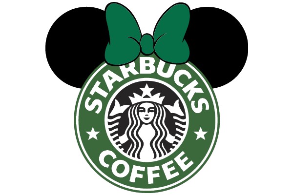 Starbucks Coffee Logo with a Green Bow and Mickey Mouse Ears