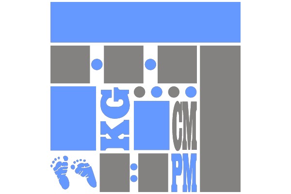 Digital Collage of Geometric Shapes and Footprints