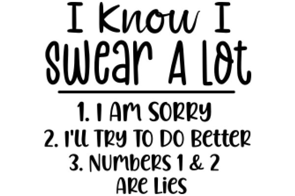 A Humorous Guide to Apologizing: 1. Am Sorry, 2. I'll Try to Do Better, 3. Numbers 1 & 2 Are Lies