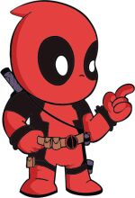 Vibrant Red Cartoon Character with a Pointy Ear and a Belt, Standing Against a White Background