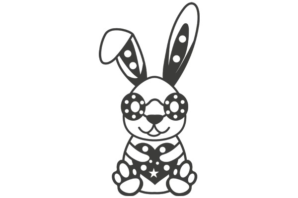 Adorable Cartoon Bunny with Heart-Shaped Eyes and Star-Shaped Paw