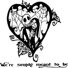 A Timeless Tale of Love and Friendship: A Heartwarming Black and White Illustration of Jack Skellington and Sally from The Nightmare Before Christmas