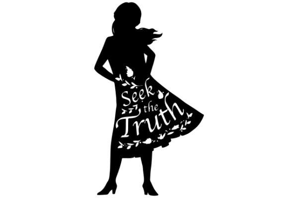 Silhouette of a Woman in a Dress with the Words 'Seek the Truth' Embroidered on It