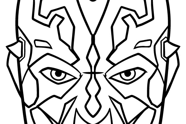 Colored Line Drawing of a Masked Character's Face