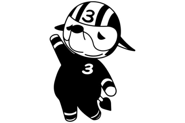 Stylish Illustration of a Chic Dog Character with a Number 3 on its Head