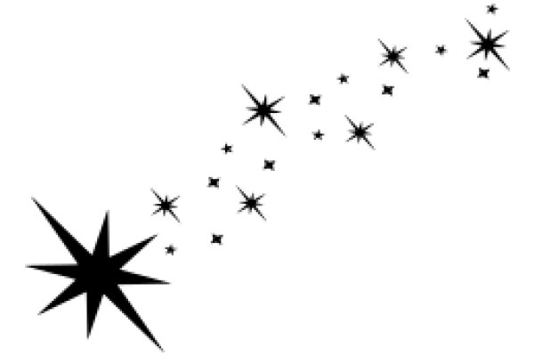 A Starry Night: A Silhouette of a Star and a Line of Stars in the Sky