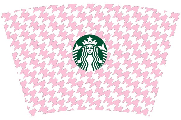 Starbucks Logo on Pink Houndstooth Pattern
