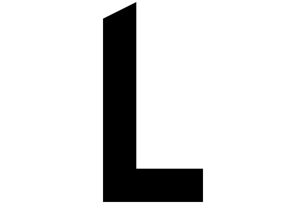 Black L-Shaped Object on White Background