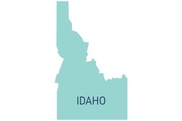 Idaho State Map with the Word 'IDAHO' in Blue