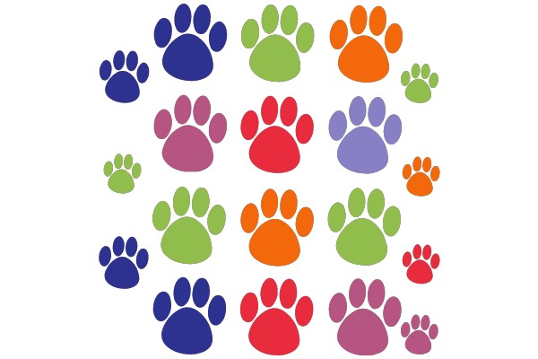 Colorful Paw Prints Array