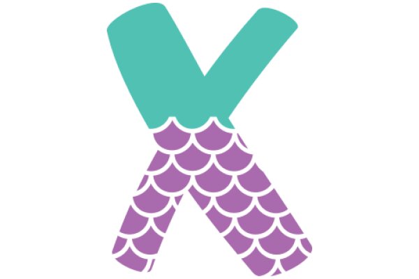 Vibrant Logo Design: A Stylized Letter 'X' with a Purple and Green Scalloped Pattern
