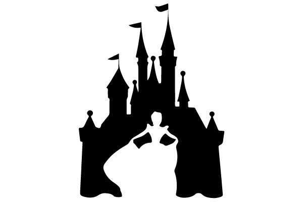 Whimsical Silhouette: Fairy Tale Castle and Enchanted Figure