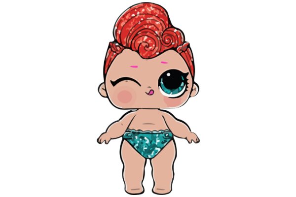 Adorable Cartoon Character with Red Hair and Blue Eyes
