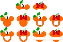 A Collection of Orange Fruit and Vegetable Illustrations with Heart-Shaped Stems