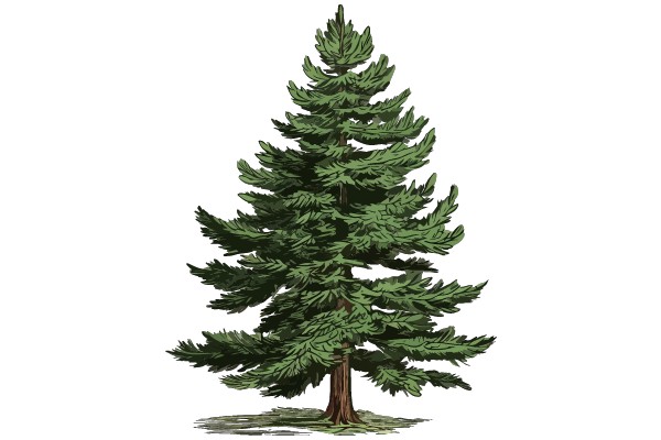 A Digital Illustration of a Tall, Lush Green Pine Tree