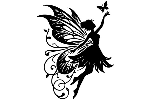 Silhouette of a Fairy with a Butterfly