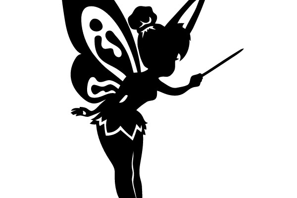 Silhouette of a Fairy with a Wand