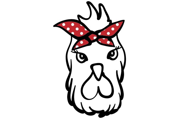 Funny Cartoon Chicken with a Polka-Dot Headband